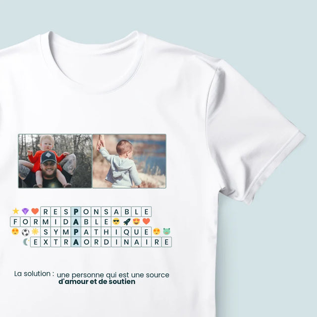 Photo Et Texte: Papa, Mots Croisés - T-Shirt Pour Hommes