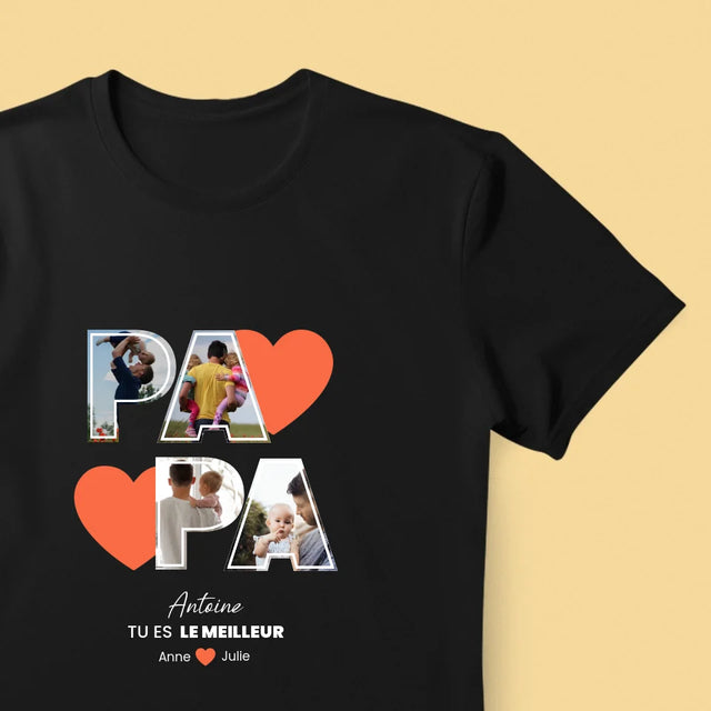 Collage Photo: Papa Est Le Meilleur - T-Shirt Pour Hommes