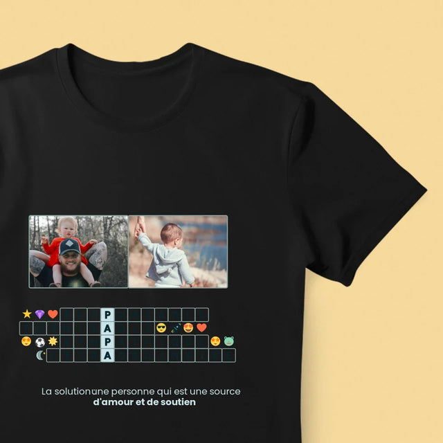 Photo Et Texte: Papa, Mots Croisés - T-Shirt Pour Hommes