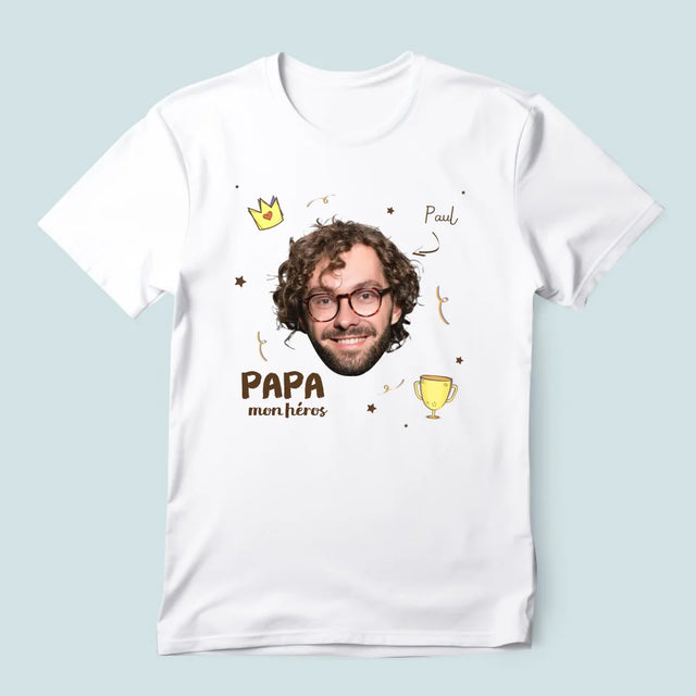 Photo Et Texte: Mon Héros Papa - T-Shirt Pour Hommes