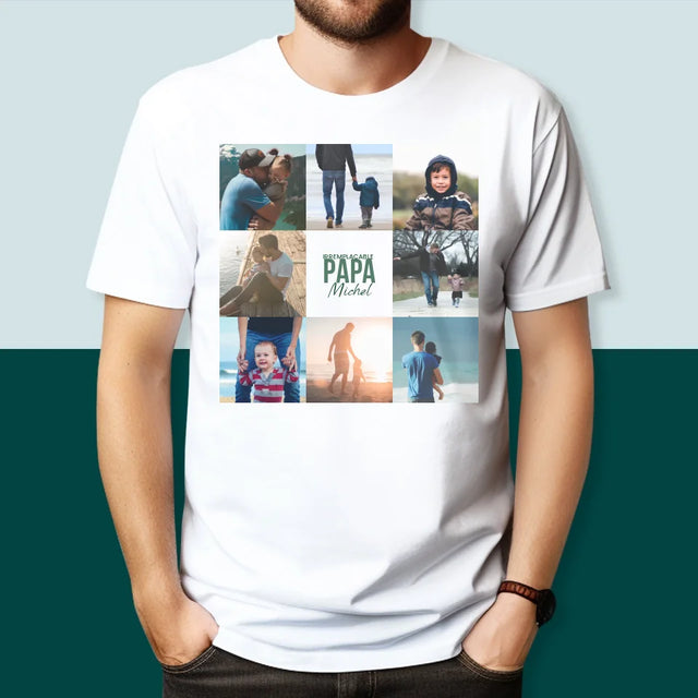 Collage Photo: Papa Irremplaçable - T-Shirt Pour Hommes