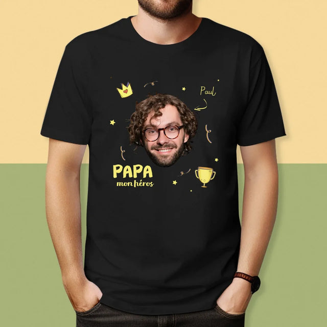 Photo Et Texte: Mon Héros Papa - T-Shirt Pour Hommes