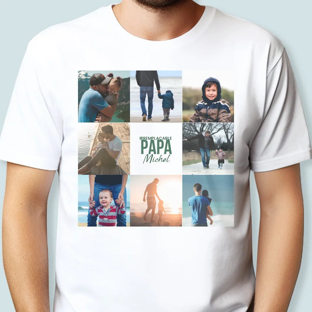 Collage Photo: Papa Irremplaçable - T-Shirt Pour Hommes