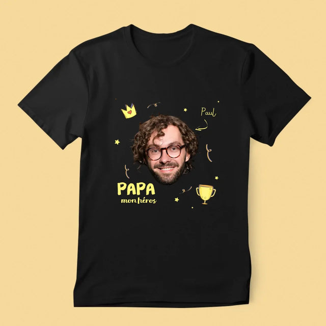 Photo Et Texte: Mon Héros Papa - T-Shirt Pour Hommes