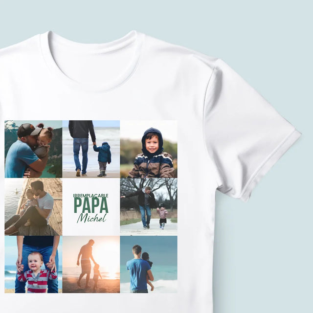 Collage Photo: Papa Irremplaçable - T-Shirt Pour Hommes