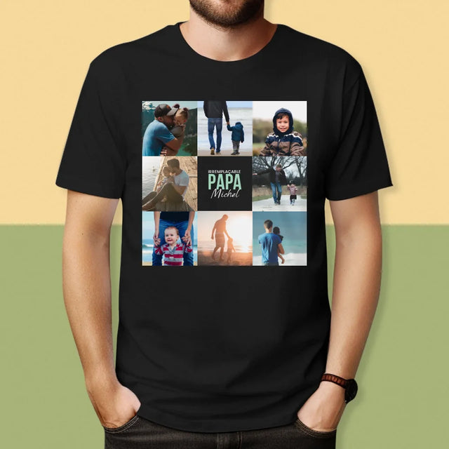 Collage Photo: Papa Irremplaçable - T-Shirt Pour Hommes