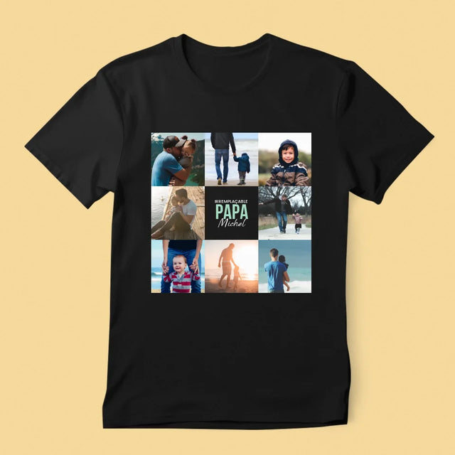 Collage Photo: Papa Irremplaçable - T-Shirt Pour Hommes