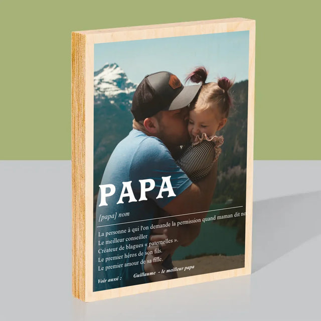 Photo Et Texte: Papa La Définition - Impression Sur Bois