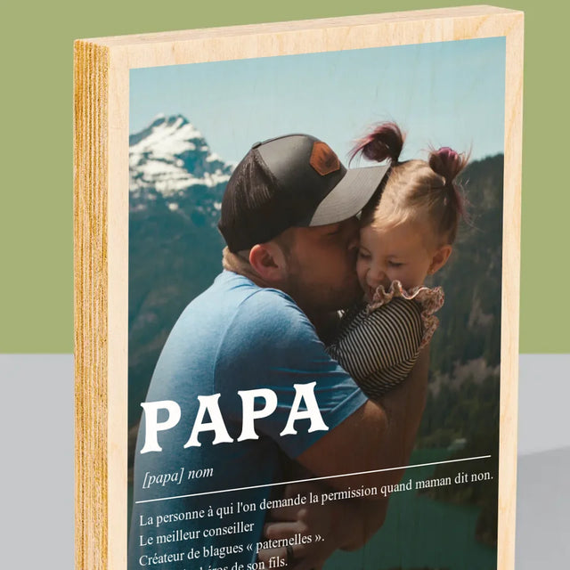 Photo Et Texte: Papa La Définition - Impression Sur Bois