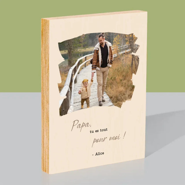 Photo Et Texte: Une Carte Pour Papa - Impression Sur Bois