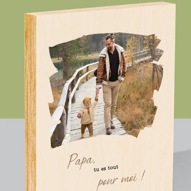 Photo Et Texte: Une Carte Pour Papa - Impression Sur Bois