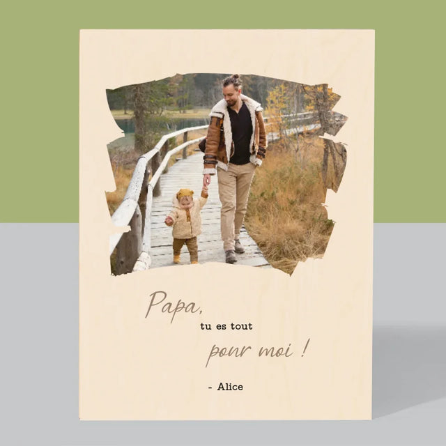 Photo Et Texte: Une Carte Pour Papa - Impression Sur Bois