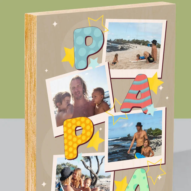 Collage Photo: Lettres Papa - Impression Sur Bois