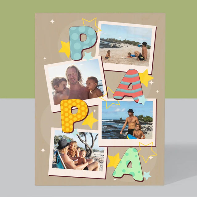 Collage Photo: Lettres Papa - Impression Sur Bois