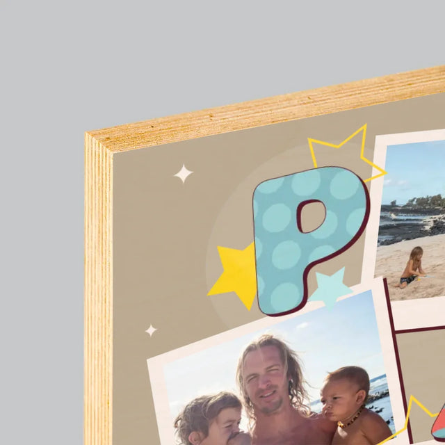 Collage Photo: Lettres Papa - Impression Sur Bois