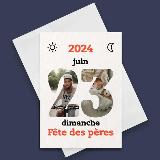 Collage Photo De Lettre: Fête Des Pères Page Du Calendrier - Carte De Vœux