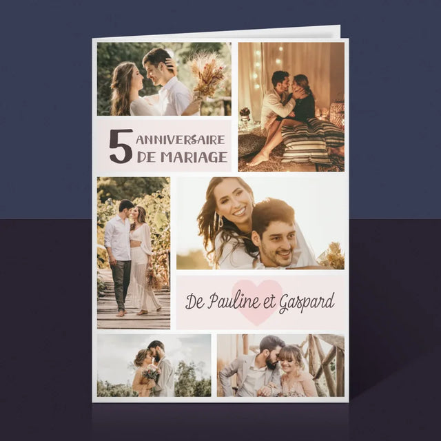 Collage Photo: 5Eme Anniversaire De Mariage - Carte De Vœux