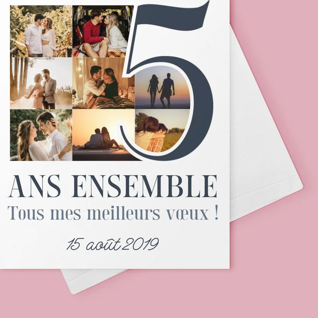 Collage Photo: 5 Ans Ensemble - Carte De Vœux