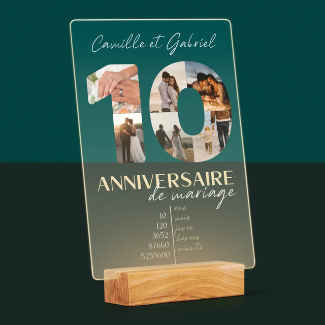 Collage Photo De Lettre: 10 Anniversaire De Mariage - Impression Sur Verre Acrylique