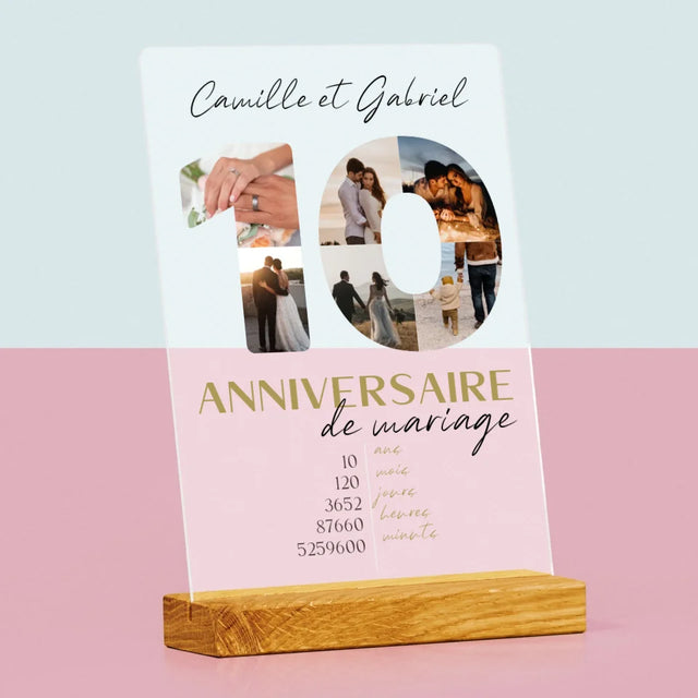 Collage Photo De Lettre: 10 Anniversaire De Mariage - Impression Sur Verre Acrylique