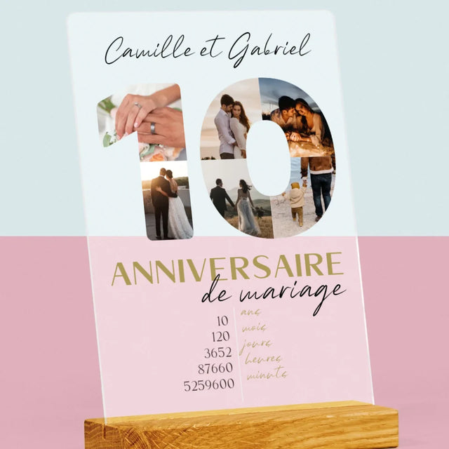 Collage Photo De Lettre: 10 Anniversaire De Mariage - Impression Sur Verre Acrylique