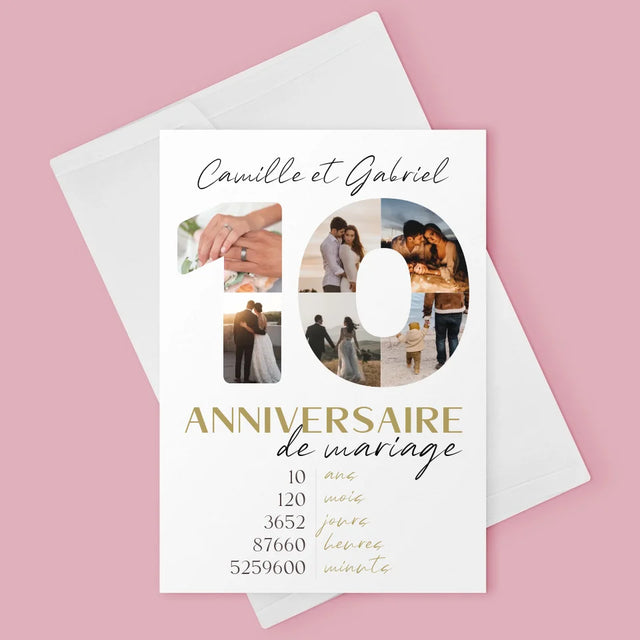 Collage Photo De Lettre: 10 Anniversaire De Mariage - Carte De Vœux