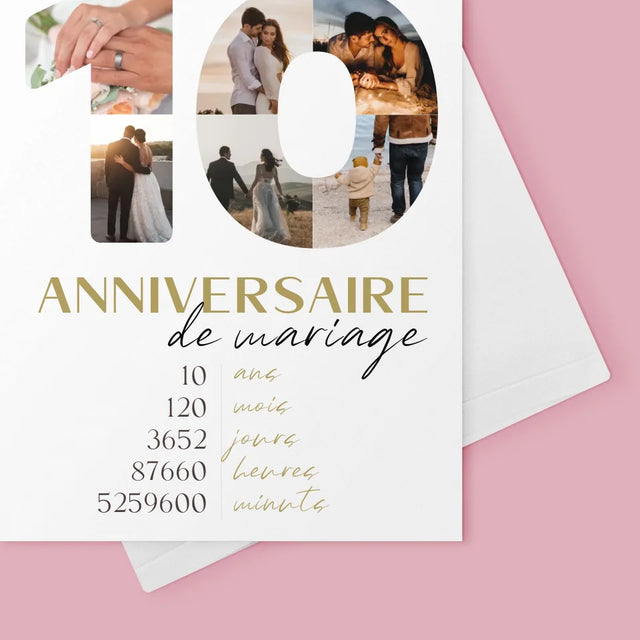 Collage Photo De Lettre: 10 Anniversaire De Mariage - Carte De Vœux