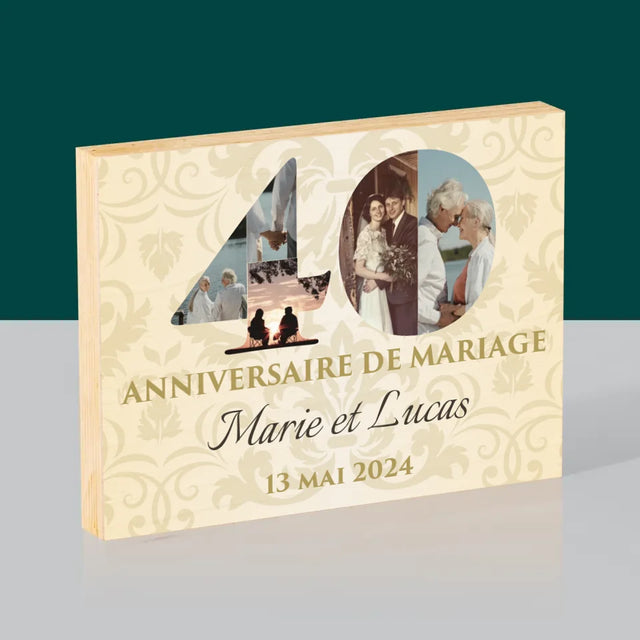 Collage Photo De Lettre: 40E Anniversaire De Mariage - Impression Sur Bois