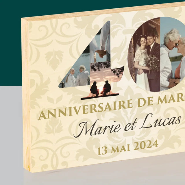 Collage Photo De Lettre: 40E Anniversaire De Mariage - Impression Sur Bois