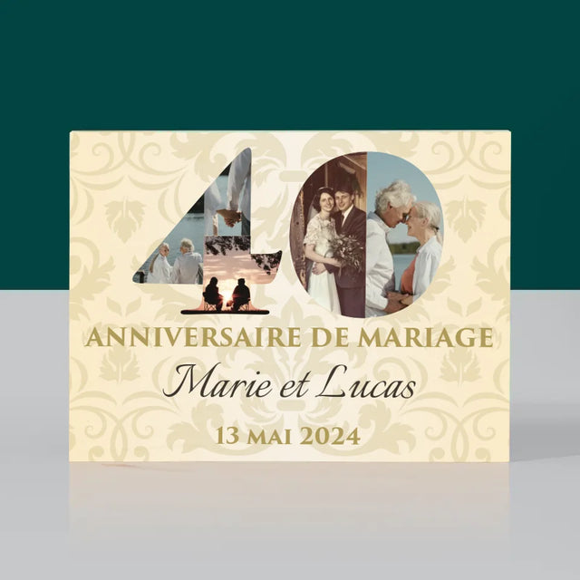 Collage Photo De Lettre: 40E Anniversaire De Mariage - Impression Sur Bois