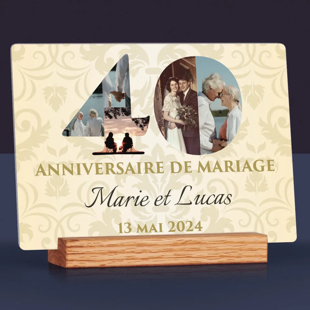 Collage Photo De Lettre: 40E Anniversaire De Mariage - Impression Sur Verre Acrylique