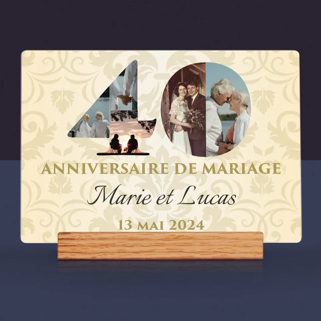 Collage Photo De Lettre: 40E Anniversaire De Mariage - Impression Sur Verre Acrylique