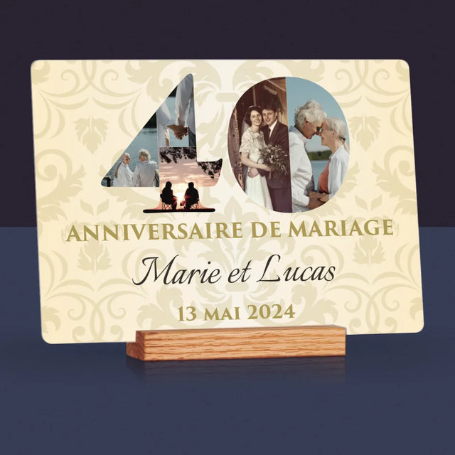 Collage Photo De Lettre: 40E Anniversaire De Mariage - Impression Sur Verre Acrylique