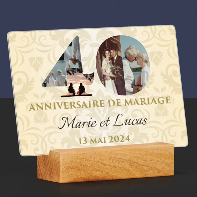 Collage Photo De Lettre: 40E Anniversaire De Mariage - Impression Sur Verre Acrylique