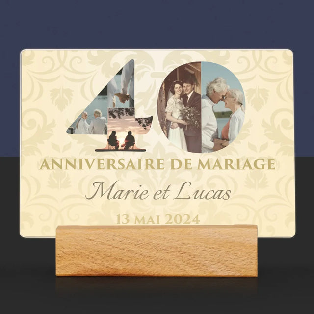 Collage Photo De Lettre: 40E Anniversaire De Mariage - Impression Sur Verre Acrylique