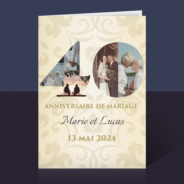 Collage Photo De Lettre: 40E Anniversaire De Mariage - Carte De Vœux