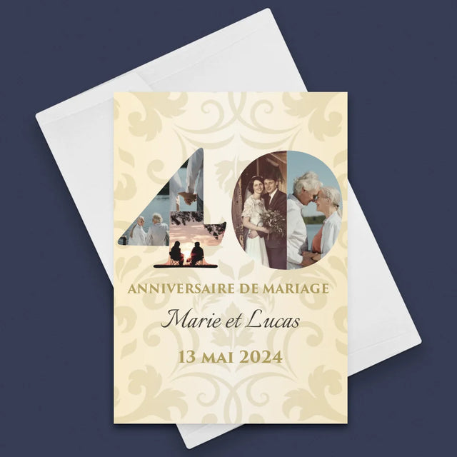 Collage Photo De Lettre: 40E Anniversaire De Mariage - Carte De Vœux