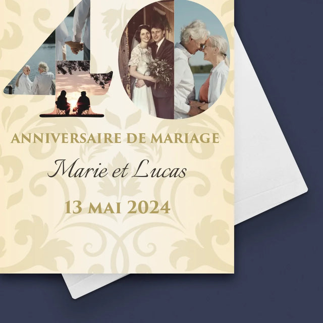 Collage Photo De Lettre: 40E Anniversaire De Mariage - Carte De Vœux