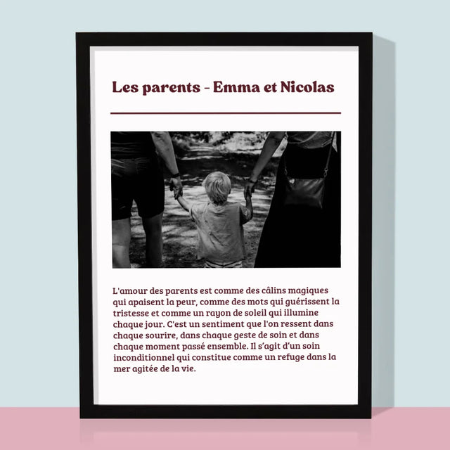 Photo Et Texte: Définition Des Parents De Leur Amour - Impression Encadrée 30X40