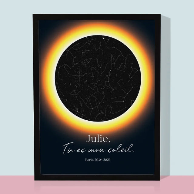 Carte Des Étoiles: Tu Es Mon Soleil - Impression Encadrée 30X40