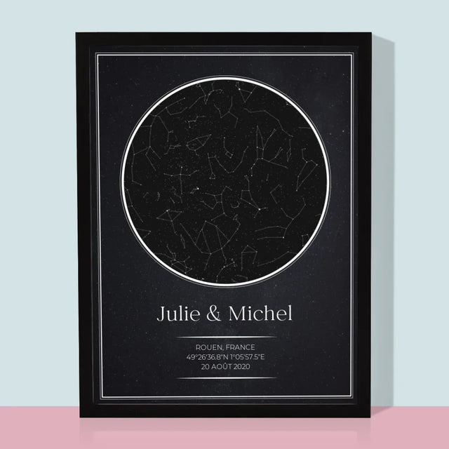 Carte Des Étoiles: Pour Les Amoureux - Impression Encadrée 30X40