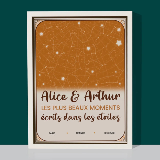 Carte Des Étoiles: Les Plus Beaux Moments - Impression Encadrée 30X40