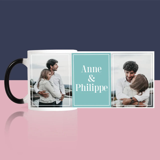 Collage Photo: Couple, Prénoms - Le Mug