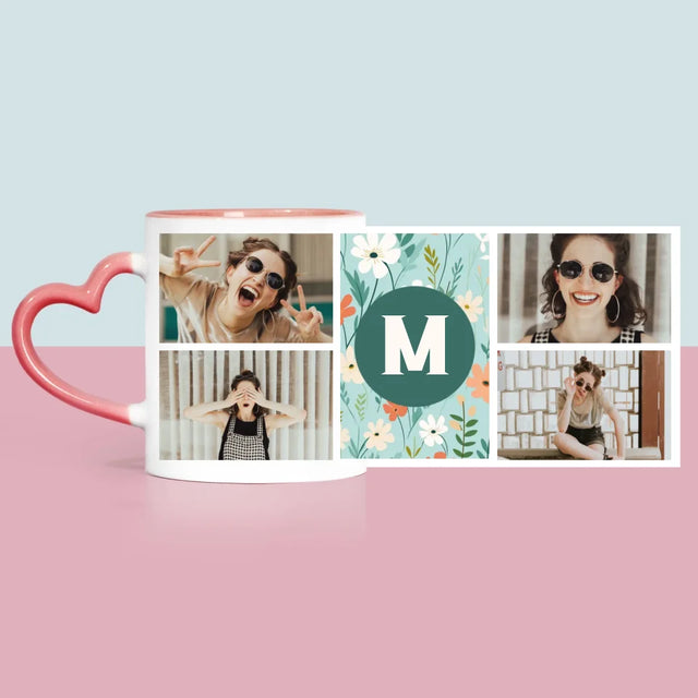 Collage Photo: Monogramme, Les Fleurs - Le Mug