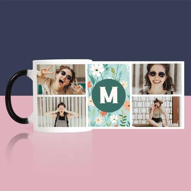 Collage Photo: Monogramme, Les Fleurs - Le Mug