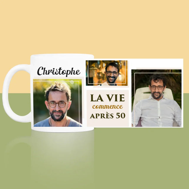 Collage Photo: La Vie Commence À 50 - Le Mug