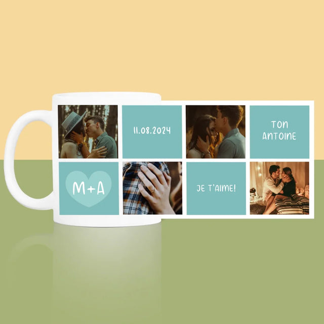 Collage Photo: Je T'Aime, Les Initiales - Le Mug