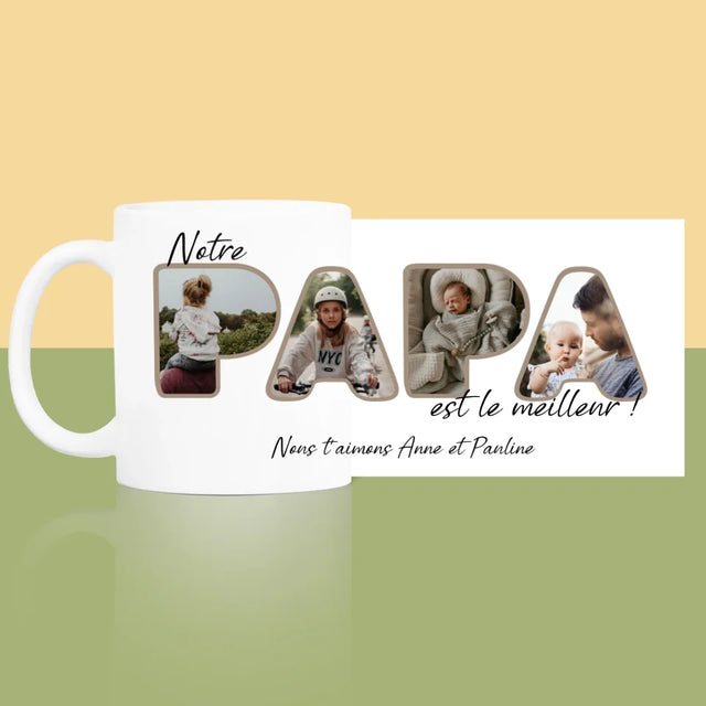 Collage Photo De Lettre: Notre Papa Est Le Meilleur - Le Mug