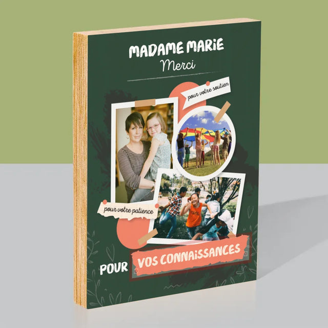Collage Photo: Merci Pour Vos Connaissances - Impression Sur Bois