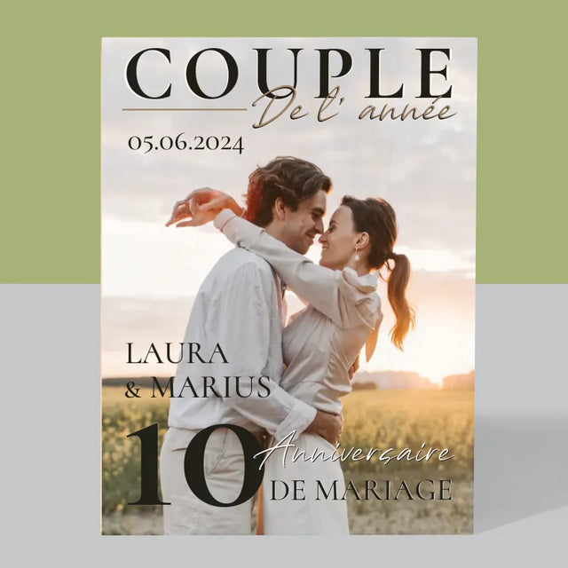 Couverture De Magazine: Couple De L'Année - Impression Sur Bois